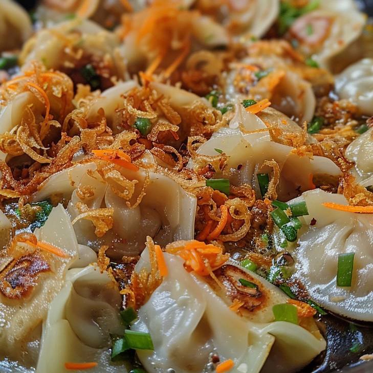 Пельмени в овощном рагу